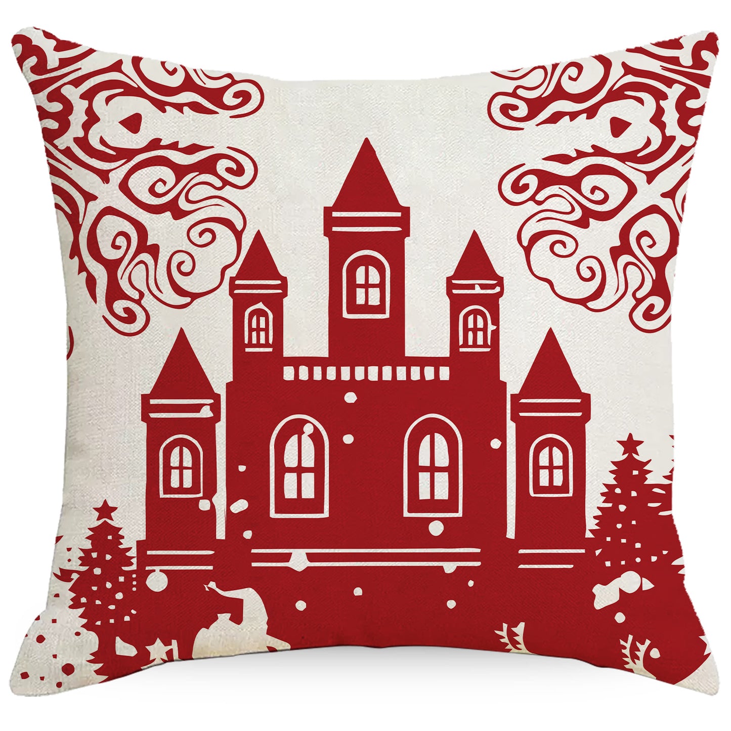 Christmas Linen Pillow Cover Nordic Holiday Home Decoration Pillow Sofa Car Cushion Cover