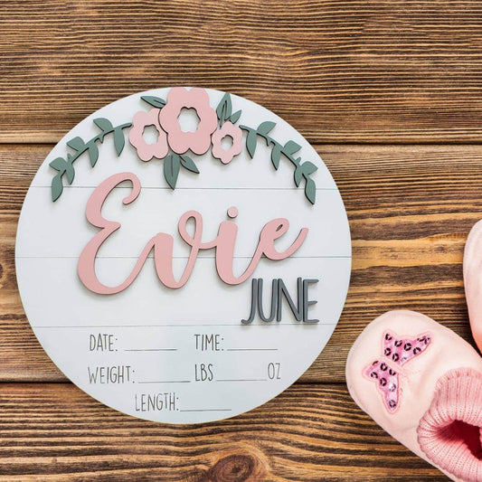 Custom Wooden Keepsake Newborn Name Birth Props Decorative Sign Personalized Door Hanging Sign Wooden Hanging Pendulum