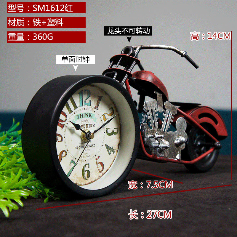 Retro Motorcycle Model Clock Metal Handmade DIY Personalized Send Children Classmates Friends Old Master