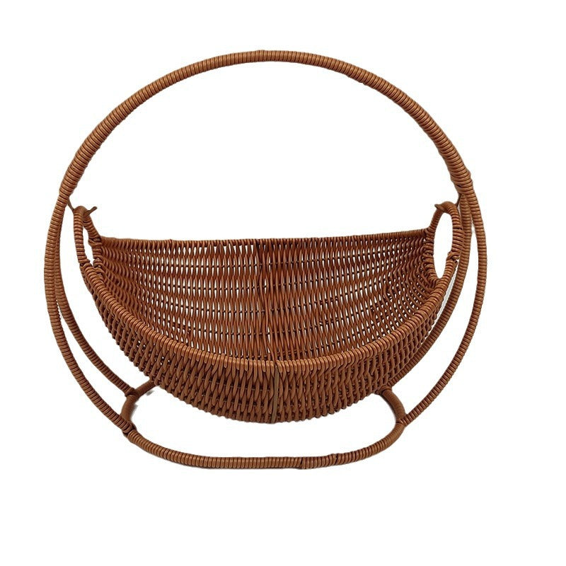 Cradle Creative Fruit Basket Storage Dried Fruit Plate Imitation Rattan Woven Basket Household Snack Plate Candy Afternoon Tea Tray Basket