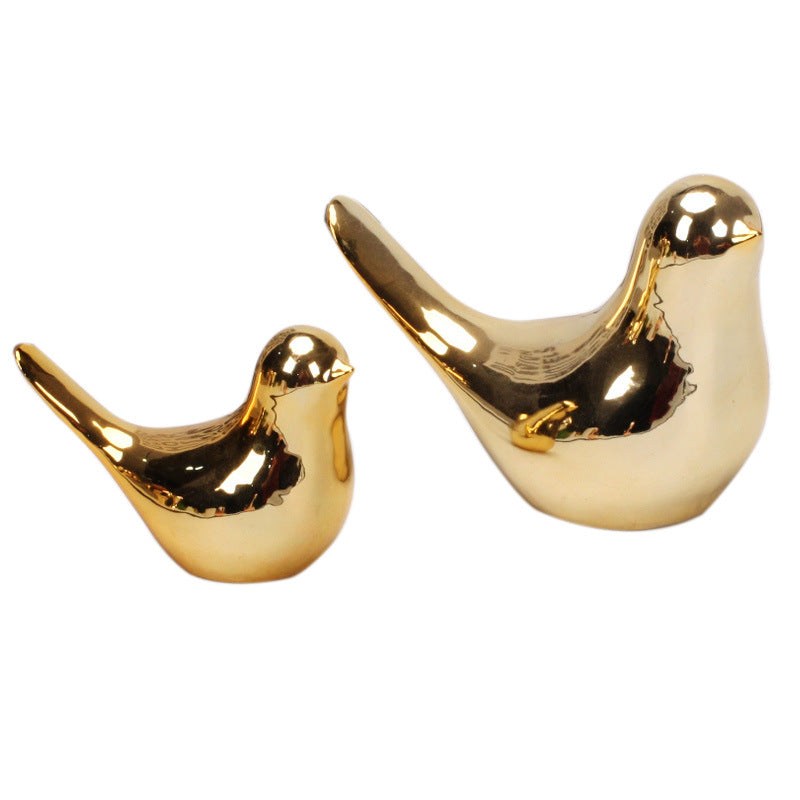 Nordic Creative Abstract Golden Ceramic Bird Ornaments Home Desktop Living Room Soft Decorations Furnishings