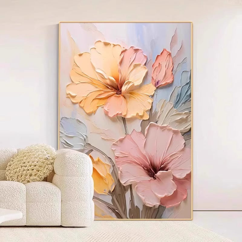 Cream Style Flower Living Room Decorative Painting Advanced Sense Mural Sofa Background Wall Hanging Painting 2024 Entrance Corridor Aisle