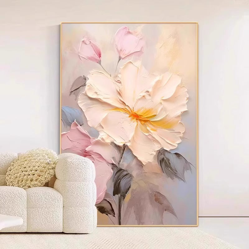 Cream Style Flower Living Room Decorative Painting Advanced Sense Mural Sofa Background Wall Hanging Painting 2024 Entrance Corridor Aisle