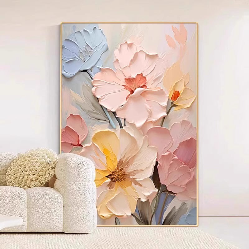 Cream Style Flower Living Room Decorative Painting Advanced Sense Mural Sofa Background Wall Hanging Painting 2024 Entrance Corridor Aisle