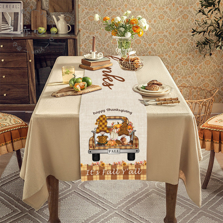 Thanksgiving Tablecloth Table Runner Living Room Decoration Dining Table Coffee Table Fabric Turkey Pattern Table Runner Spot