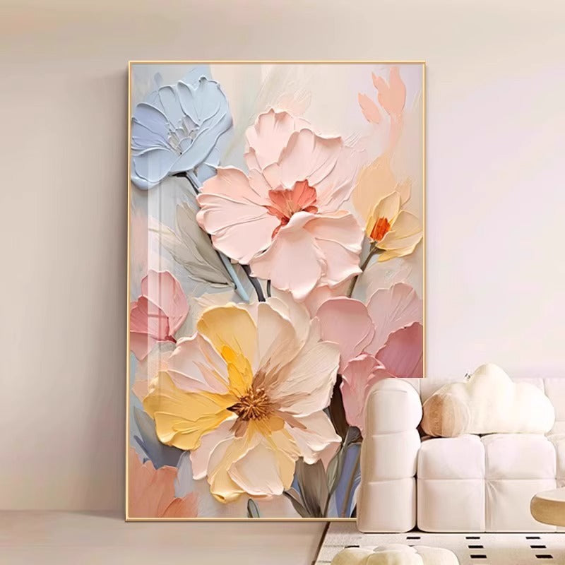 Cream Style Flower Living Room Decorative Painting Advanced Sense Mural Sofa Background Wall Hanging Painting 2024 Entrance Corridor Aisle