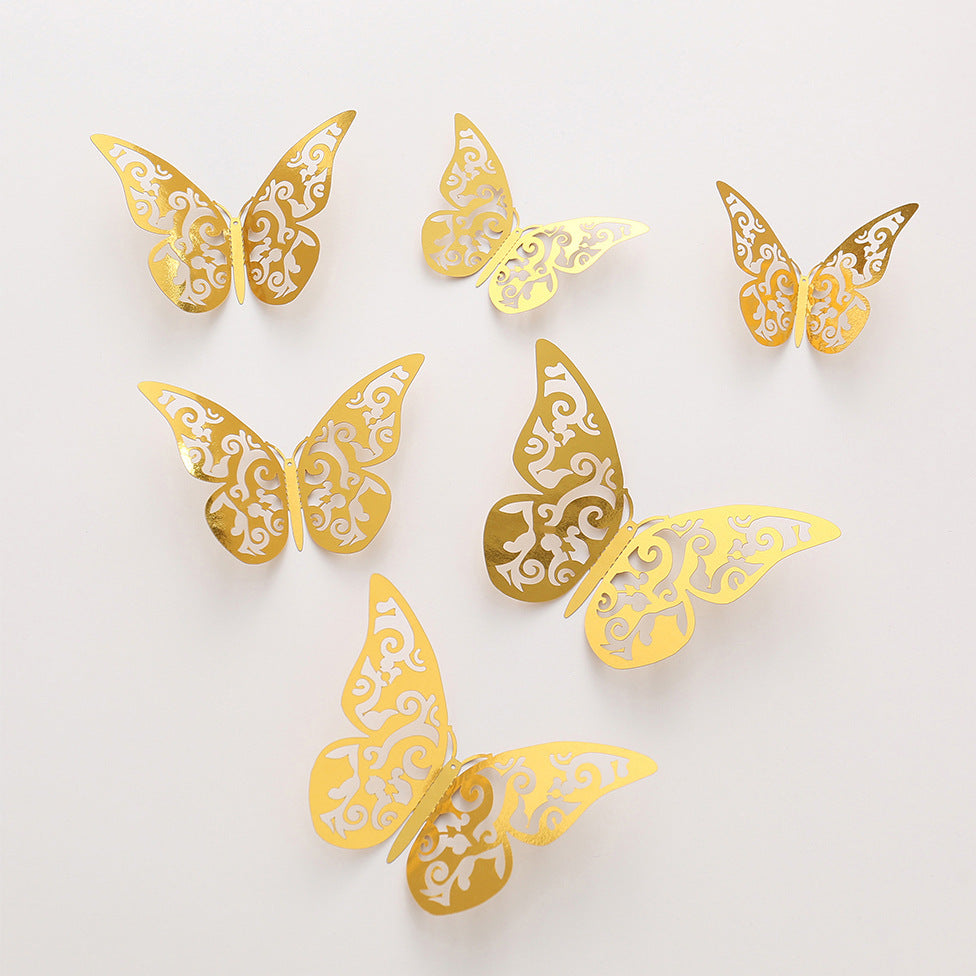 Butterfly 3D Wall Decor Living Room Wall Decoration Hollow Stickers Festival Layout Cartoon Creative Stickers