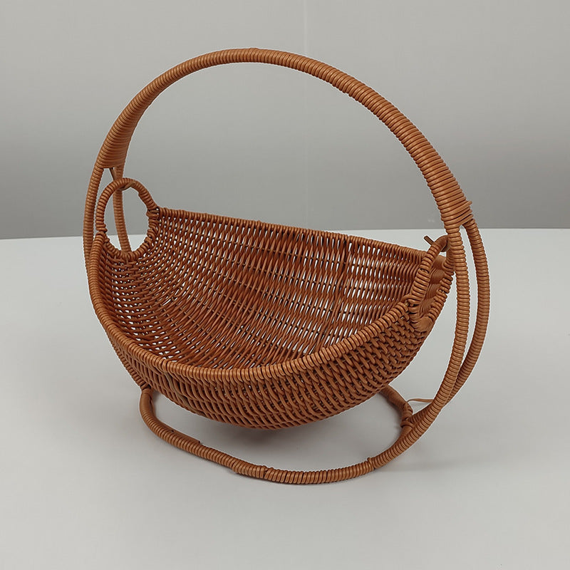 Cradle Creative Fruit Basket Storage Dried Fruit Plate Imitation Rattan Woven Basket Household Snack Plate Candy Afternoon Tea Tray Basket