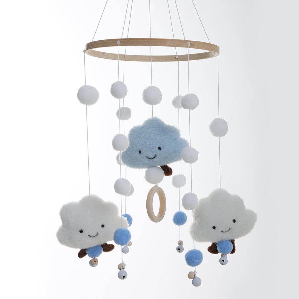 Fur Ball Cloud Wood Beads Wind Chime Bed Bell Children&#039;s Room Decoration Model Room Children&#039;s Clothing Store Shooting Props Soft Outfit