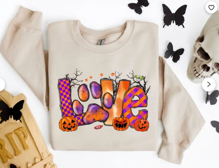 Halloween Personality Printed Fashion Sweatshirt Loose Size Women