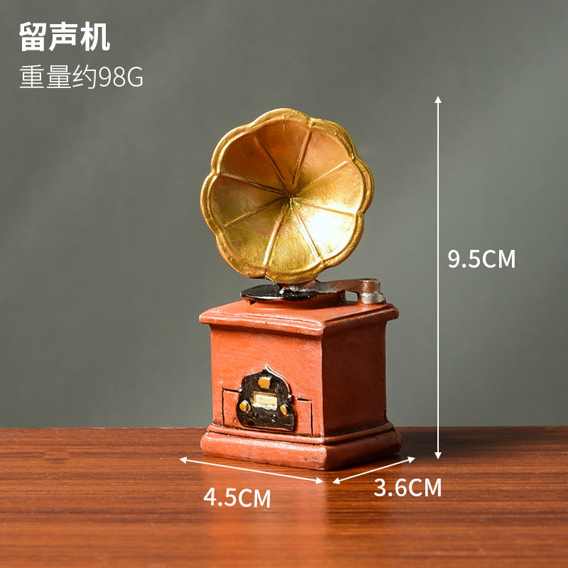 Nostalgic Retro Resin Ornaments Crafts Home Decoration Phonograph Mini Small Ornaments Photography Props Camera