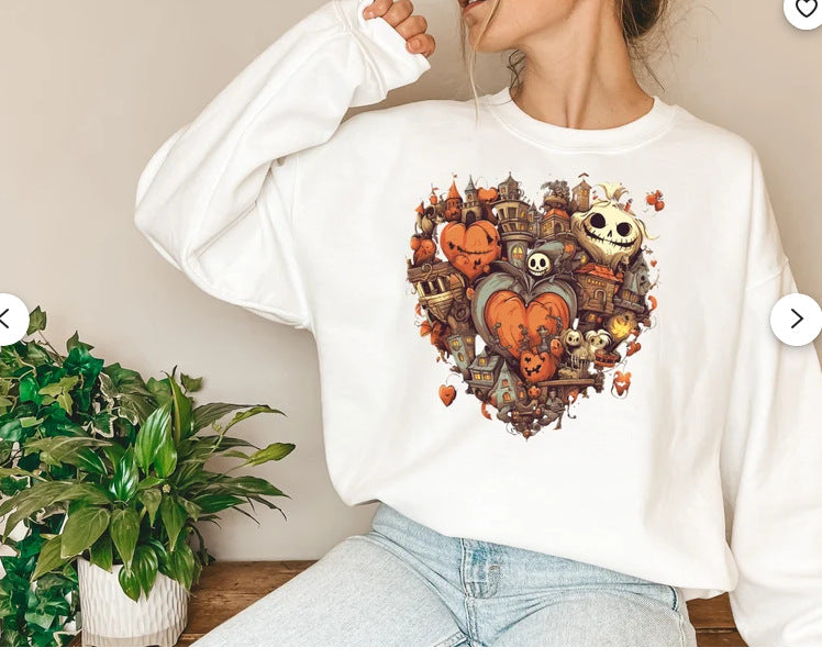 Halloween Personality Printed Fashion Sweatshirt Loose Size Women