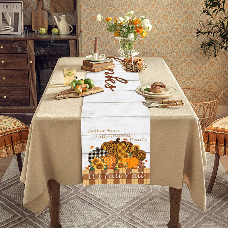 Thanksgiving Tablecloth Table Runner Living Room Decoration Dining Table Coffee Table Fabric Turkey Pattern Table Runner Spot