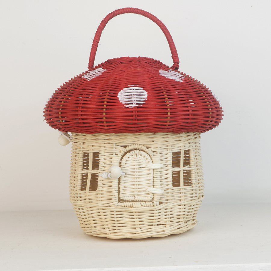 Ins Style Acorn Handbag Handmade Rattan Mushroom Storage Box Children's Decorative Storage Basket Photography Props