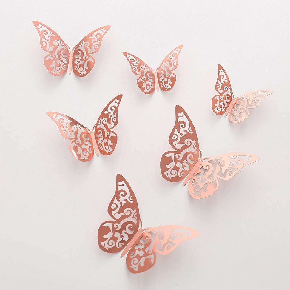 Butterfly 3D Wall Decor Living Room Wall Decoration Hollow Stickers Festival Layout Cartoon Creative Stickers