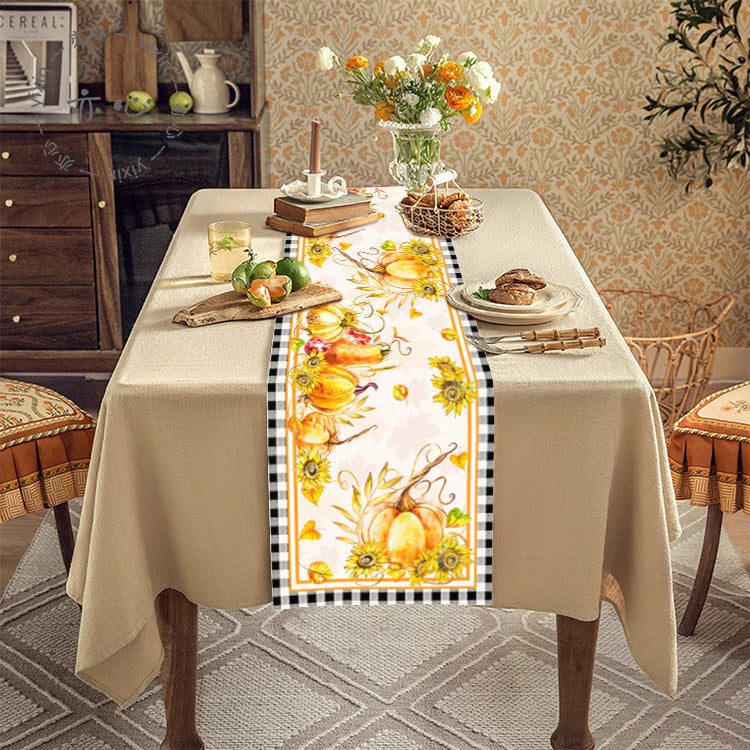 Thanksgiving Tablecloth Table Runner Living Room Decoration Dining Table Coffee Table Fabric Turkey Pattern Table Runner Spot