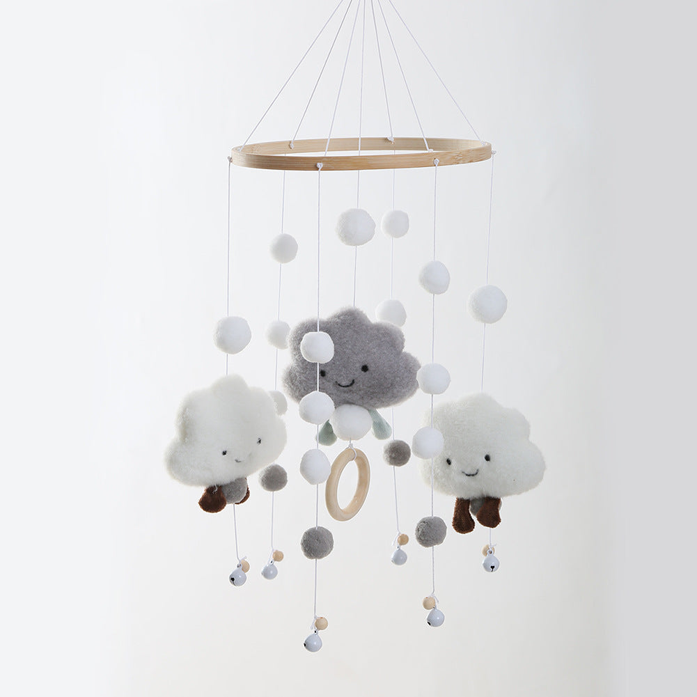 Fur Ball Cloud Wood Beads Wind Chime Bed Bell Children&#039;s Room Decoration Model Room Children&#039;s Clothing Store Shooting Props Soft Outfit