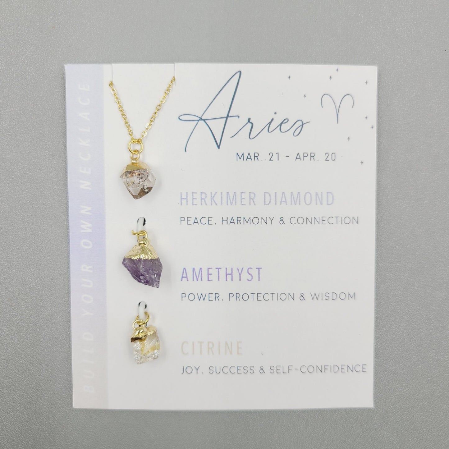 Personalized Gift Natural Stone Crystal Set Necklace Card Stainless Steel Birthstone Charm Twelve Constellations Necklace