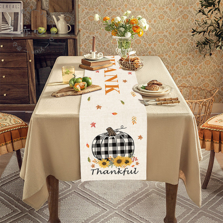 Thanksgiving Tablecloth Table Runner Living Room Decoration Dining Table Coffee Table Fabric Turkey Pattern Table Runner Spot