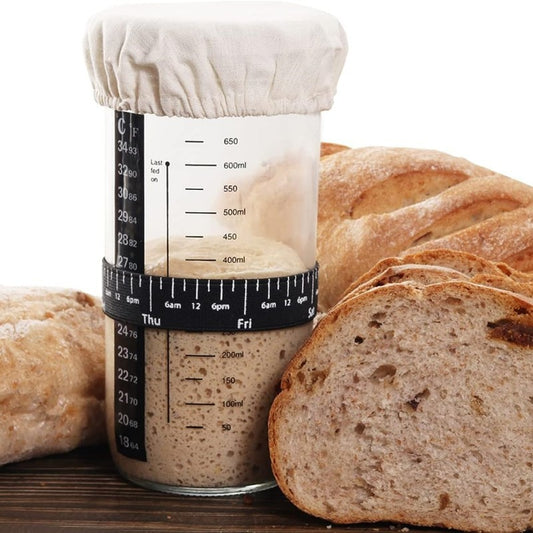 Sour Bread Fermentation Glass 24Oz Jar Bread Fermentation Jar Dough Baking Supplies Thermometer With Lid