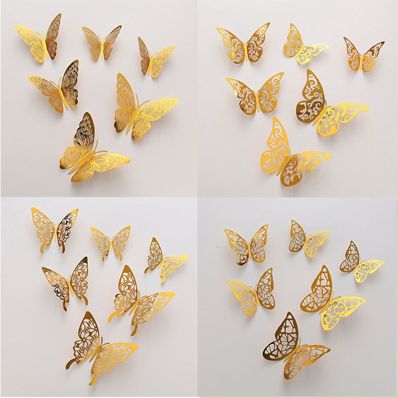 Butterfly 3D Wall Decor Living Room Wall Decoration Hollow Stickers Festival Layout Cartoon Creative Stickers