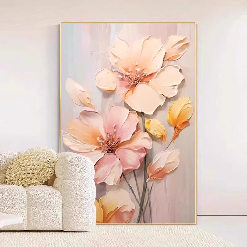 Cream Style Flower Living Room Decorative Painting Advanced Sense Mural Sofa Background Wall Hanging Painting 2024 Entrance Corridor Aisle