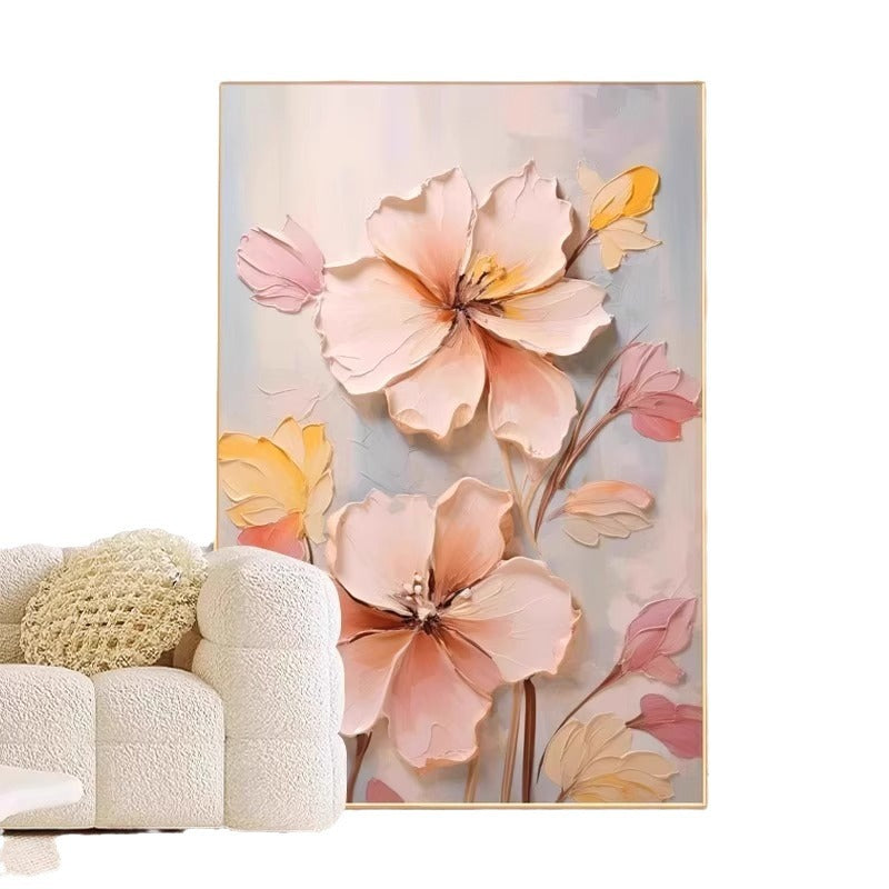 Cream Style Flower Living Room Decorative Painting Advanced Sense Mural Sofa Background Wall Hanging Painting 2024 Entrance Corridor Aisle