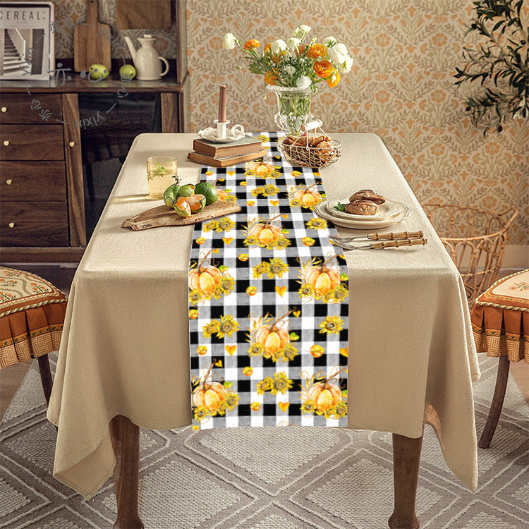 Thanksgiving Tablecloth Table Runner Living Room Decoration Dining Table Coffee Table Fabric Turkey Pattern Table Runner Spot