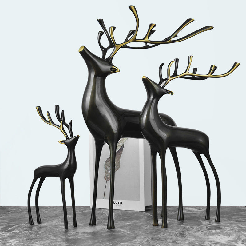 Brass Deer Home Decoration Bedroom Desk Hallway Deer Decoration Model Room Light Luxury Deer Decoration