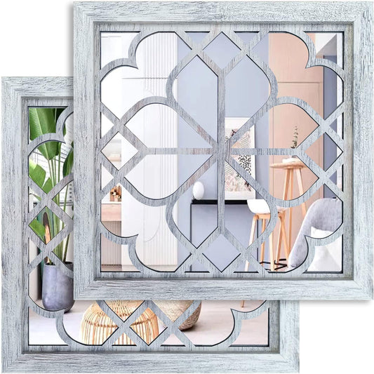 Retro Window Mirror Imitation Creative Hollow Wall Floor Mirror Art Porch Window Wall Mirror False Window Decoration