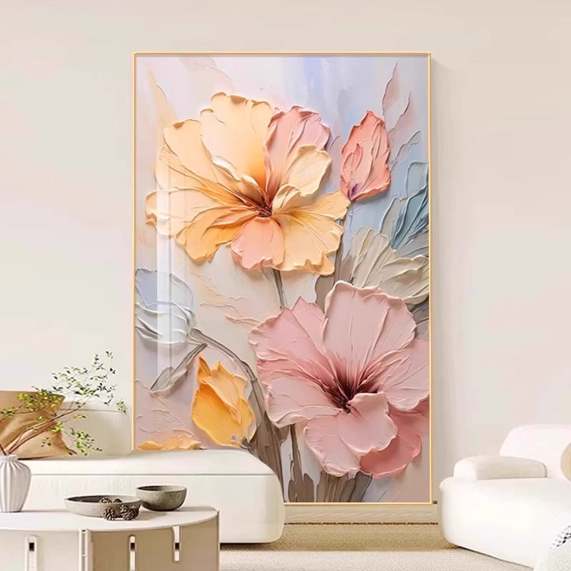 Cream Style Flower Living Room Decorative Painting Advanced Sense Mural Sofa Background Wall Hanging Painting 2024 Entrance Corridor Aisle