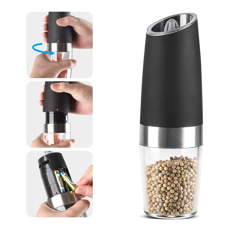 Electric Pepper Grinder Pepper Sea Salt Powder Gravity Induction Stainless Steel Automatic Grinding Bottle