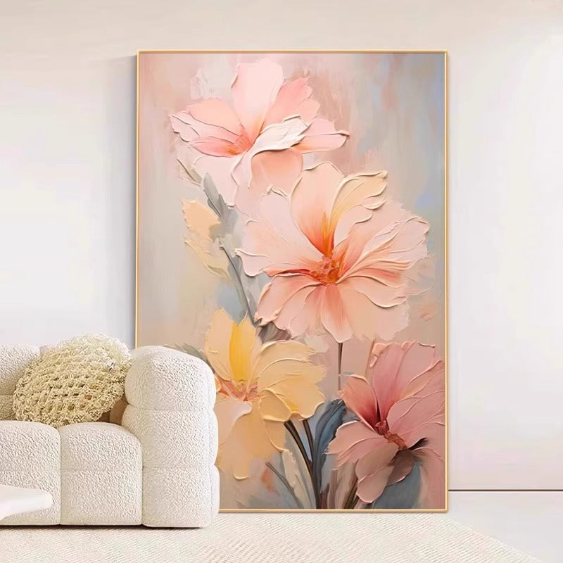 Cream Style Flower Living Room Decorative Painting Advanced Sense Mural Sofa Background Wall Hanging Painting 2024 Entrance Corridor Aisle