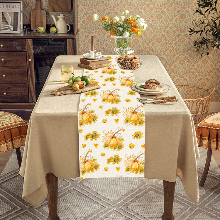 Thanksgiving Tablecloth Table Runner Living Room Decoration Dining Table Coffee Table Fabric Turkey Pattern Table Runner Spot