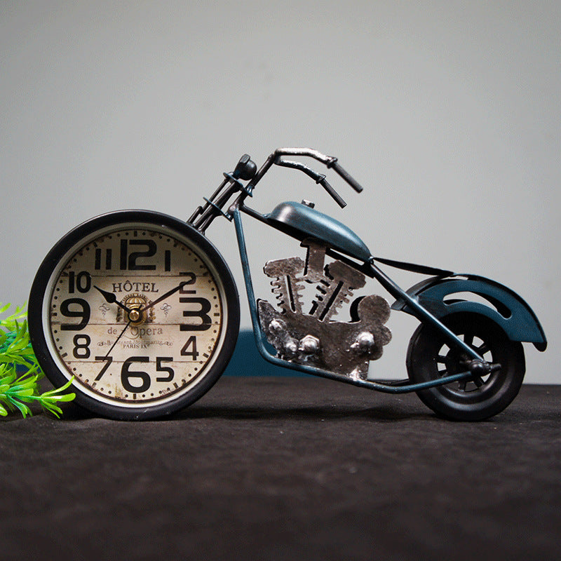 Retro Motorcycle Model Clock Metal Handmade DIY Personalized Send Children Classmates Friends Old Master