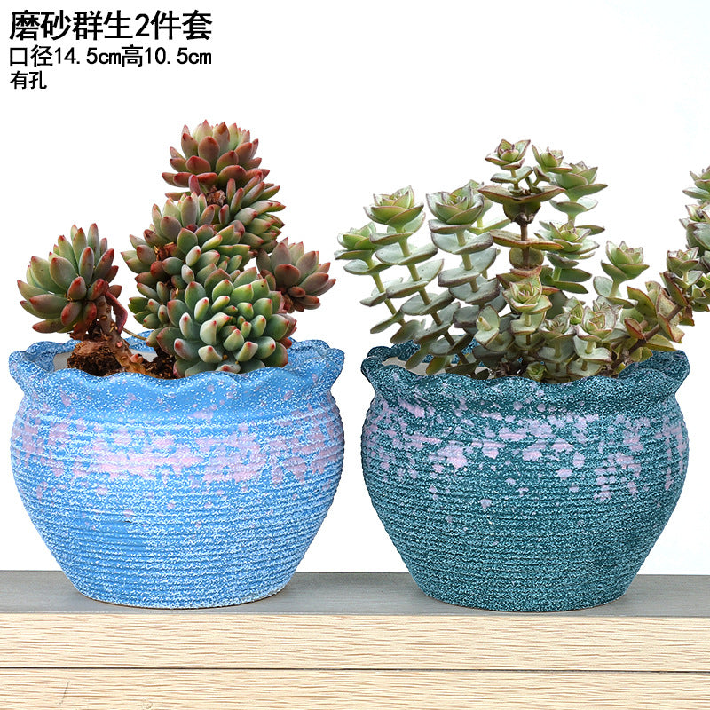 Creative Fleshy Flowerpot Ceramic Personality Purple Sand Size Fleshy Pot Pastoral Stoneware Flower Plant Flowerpot Clearance