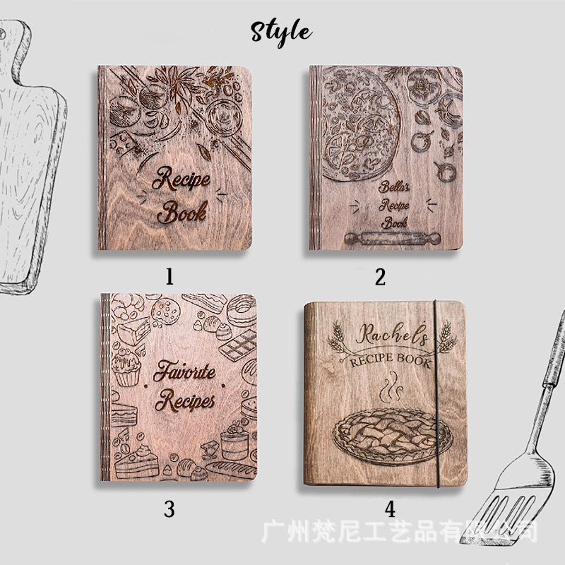 Personalized Customized Wooden Recipe Book Binder Notebook Mother's Day Gift UV Print Pattern