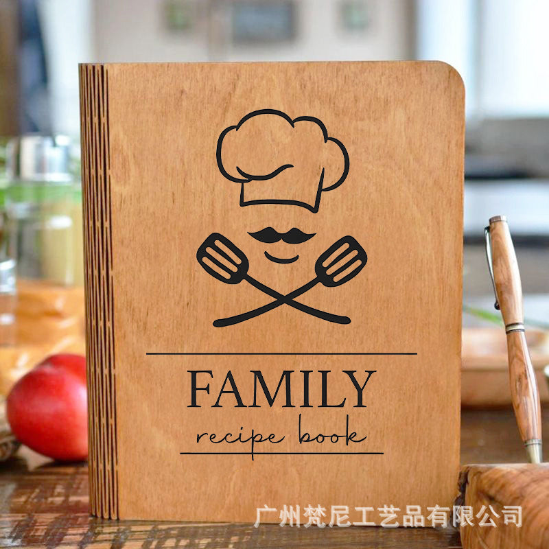 Personalized Customized Wooden Recipe Book Binder Notebook Mother's Day Gift UV Print Pattern