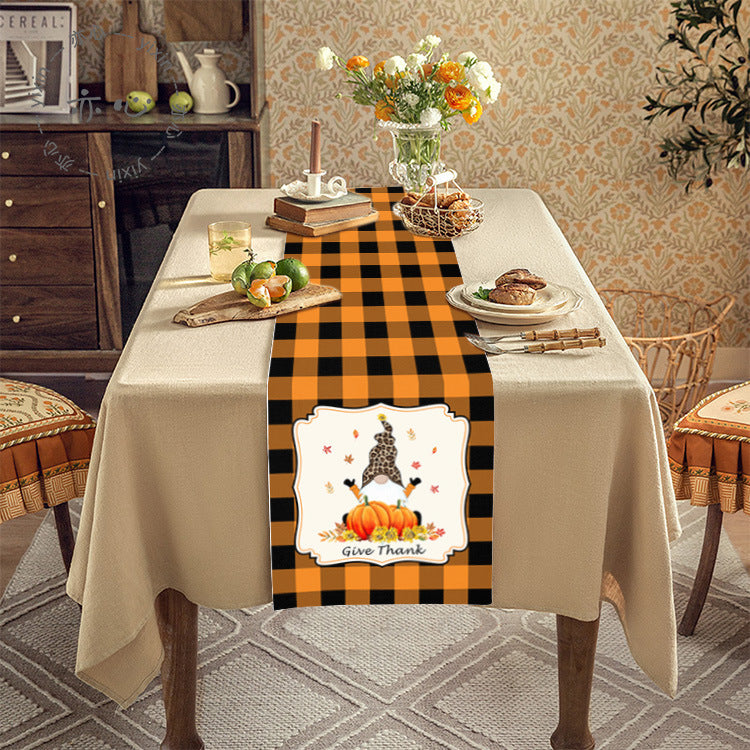 Thanksgiving Tablecloth Table Runner Living Room Decoration Dining Table Coffee Table Fabric Turkey Pattern Table Runner Spot