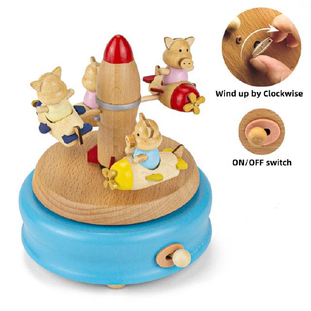 Sky City Log Music Box Carousel Music Box Creative Children's Birthday Gift