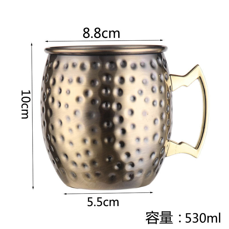 Moscow Mule Cup 304 Stainless Steel Copper-plated Hammer Point Cup Naked Wine Glass Cocktail Glass