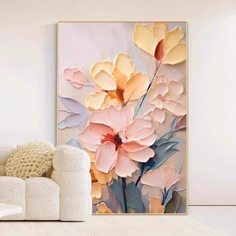 Cream Style Flower Living Room Decorative Painting Advanced Sense Mural Sofa Background Wall Hanging Painting 2024 Entrance Corridor Aisle