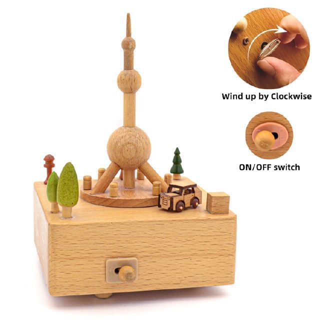 Sky City Log Music Box Carousel Music Box Creative Children's Birthday Gift