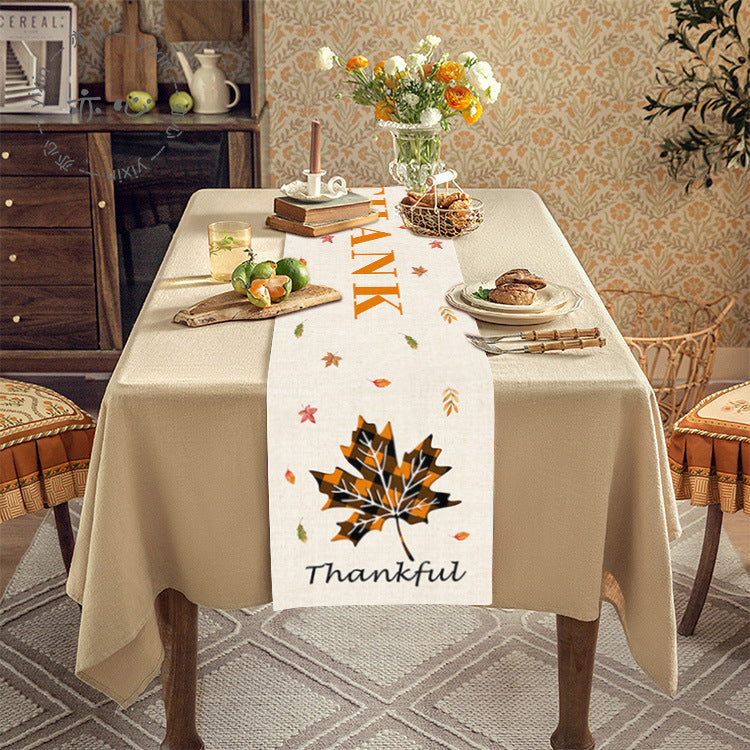 Thanksgiving Tablecloth Table Runner Living Room Decoration Dining Table Coffee Table Fabric Turkey Pattern Table Runner Spot