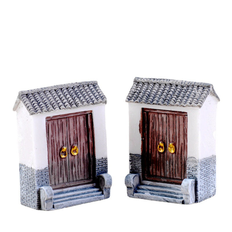 Moss Micro Landscape Creative Green Plant Zakka Resin Green Brick Tile Surface Door (closed Door) Decorative Ornaments