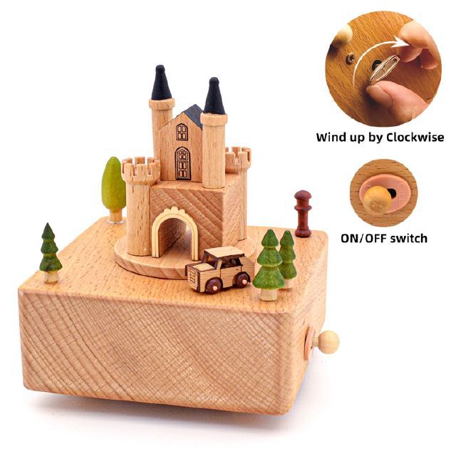 Sky City Log Music Box Carousel Music Box Creative Children's Birthday Gift