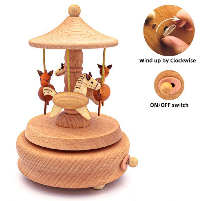 Sky City Log Music Box Carousel Music Box Creative Children's Birthday Gift