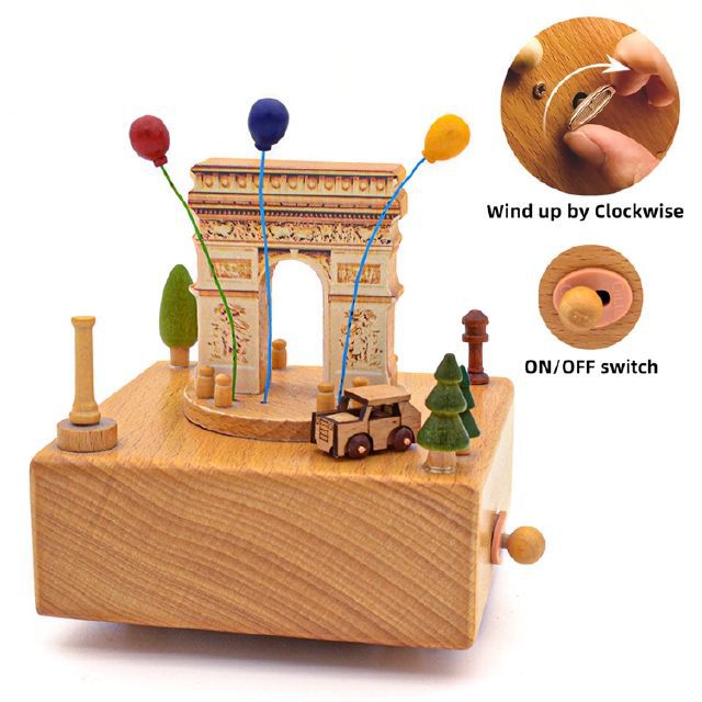 Sky City Log Music Box Carousel Music Box Creative Children's Birthday Gift