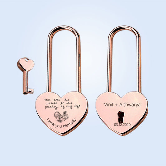 Personalized Carved Fingerprint Hand Writing Couple Heart-shaped Lock Diy Wedding Gift Accessories