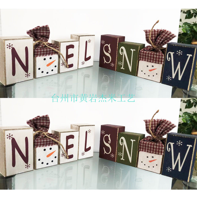 Wooden Crafts Wooden Christmas Letter Combination Decorative Ornaments